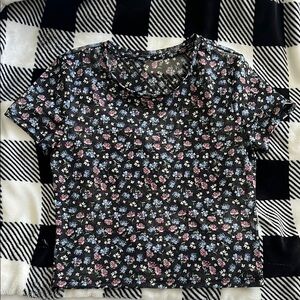 Floral Black Mesh Top